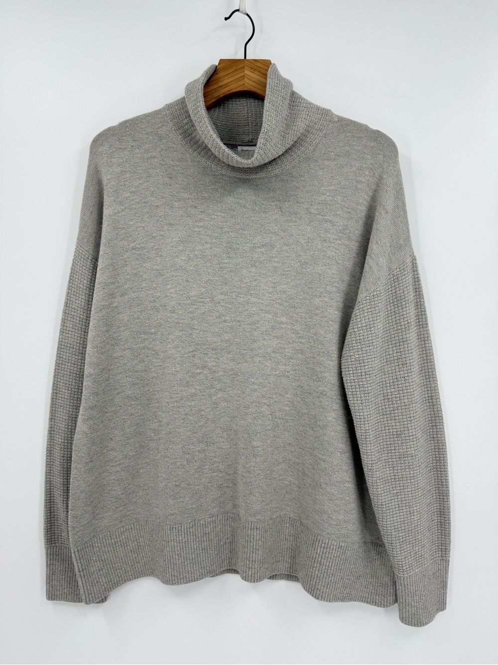 Smartwool Women's Edgewood Cowl Neck Sweater in Almond Light Gray Size L